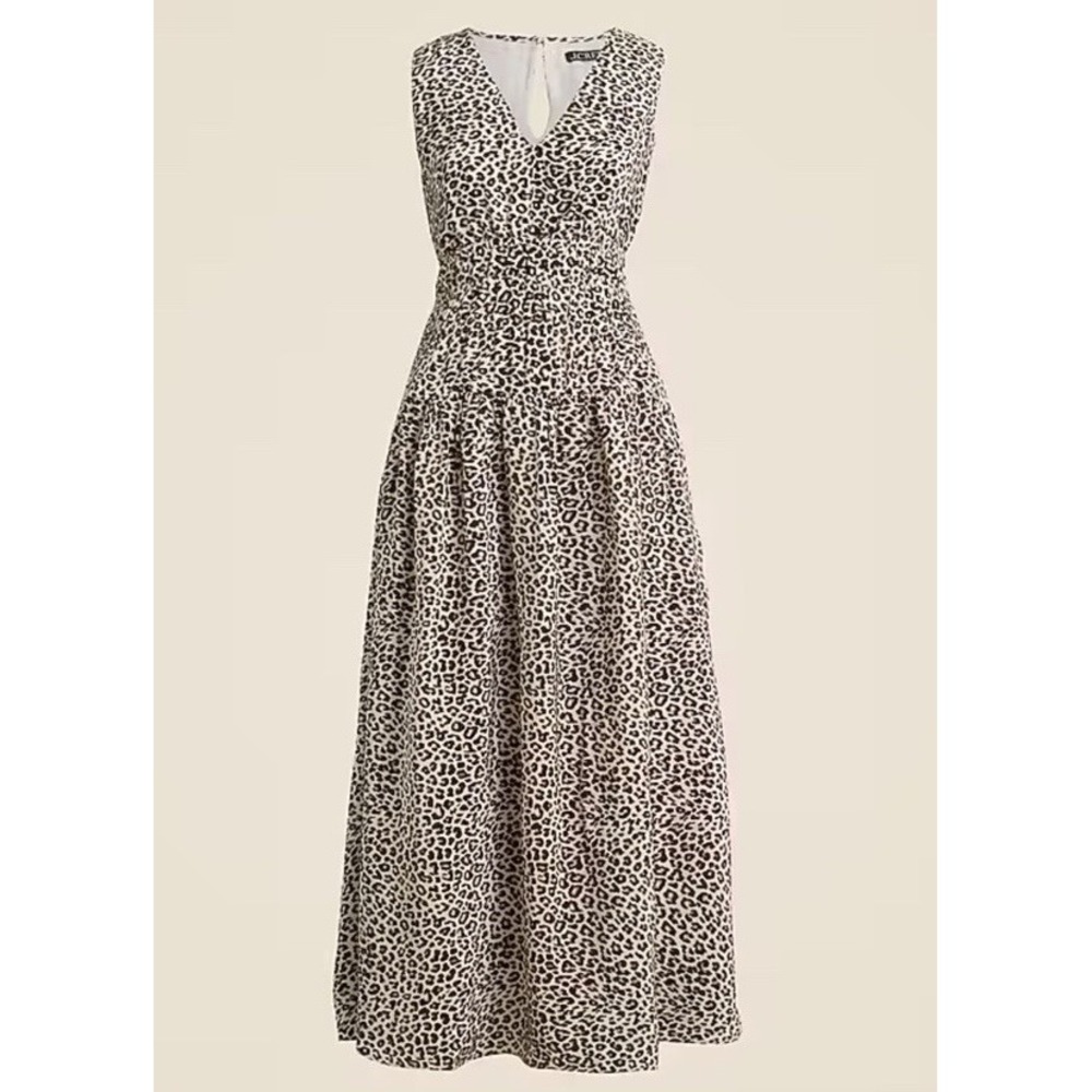 J.Crew Hyacinth dress in leopard crepe de chine multiple colors MP M Petite NWT